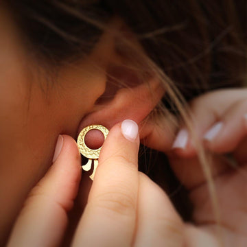 Handmade 14k Gold Hammered Lotus Earrings